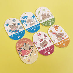 Himake Compressed Wood Pulp Cute Cartoon Mr.fluffy Cleaning Dishwashing Sponge for Kitchen Reusable Sponges Quick Drying for Kitchens