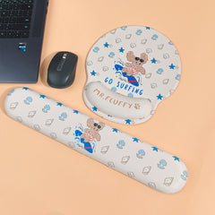 Himake Mr. Fluffy Teddy Dog Ergonomic Wrist Rest Mouse Pad - Cute Themed Printed Silicone Wrist Pillow Non-Slip Mousepad for Office & Gaming