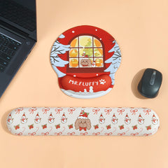 Himake Mr. Fluffy Teddy Dog Ergonomic Wrist Rest Mouse Pad - Cute Themed Printed Silicone Wrist Pillow Non-Slip Mousepad for Office & Gaming