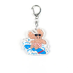 Cute Mr. Fluffy Teddy Dog Acrylic Keychains - Customizable UV Printed Seasonal Themed Charms with Metal Clasps, Display Box Packaging for Backpack & Gifts