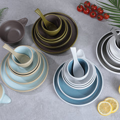 Pure color four sets of melamine tableware, simple style
