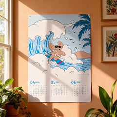 Custom Cute Cartoon Dog 4-Season Wall Calendar | Wholesale Full Color Print, Gold Foil, Spiral Binding | Cardboard Material