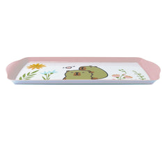 Cute Capybara Printed Melamine Handle Tray Wholesale Decorative Tray for Bread Sandwich Coffee Tea Pink Home Serving Tray