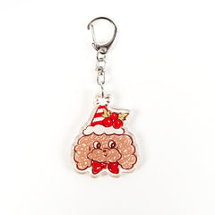 Cute Mr. Fluffy Teddy Dog Acrylic Keychains - Customizable UV Printed Seasonal Themed Charms with Metal Clasps, Display Box Packaging for Backpack & Gifts