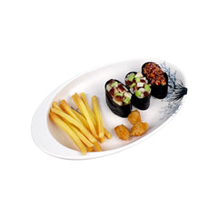 Nordic style platos de sushi sashimi plate melamine hotel restaurant serving oval shape melamine sushi plate