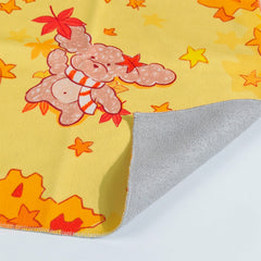 Himake Cute Mr. Fluffy Teddy Dog Autumn Leaf Magic Wrapper Cloth - 35x35cm Reversible Polyester Protective Wrapper for Electronics, Tableware & Gift Wrapping