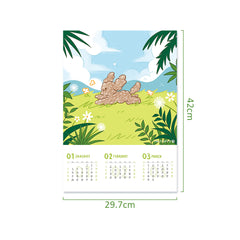 Custom Cute Cartoon Dog 4-Season Wall Calendar | Wholesale Full Color Print, Gold Foil, Spiral Binding | Cardboard Material
