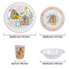 Cartoon Kapibara Themed Cutlery Set Cute Capybara Party Melamine Plate Decor for Valentine's Day Celebration