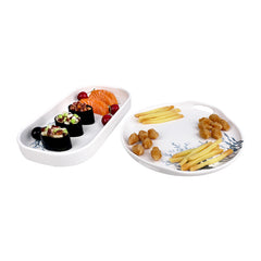 Home Hotel Chinese Restaurant Unbreakable rectangular Plastic Dishes Sushi Plates coral pattern Melamine Plates