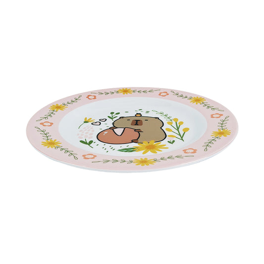 Wholesale BPA Free Kids Melamine Deep Plate - Cartoon Bear Floral Pattern Dinnerware for Children's Mealtime Tableware