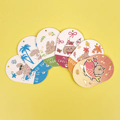 Himake Compressed Wood Pulp Cute Cartoon Mr.fluffy Cleaning Dishwashing Sponge for Kitchen Reusable Sponges Quick Drying for Kitchens