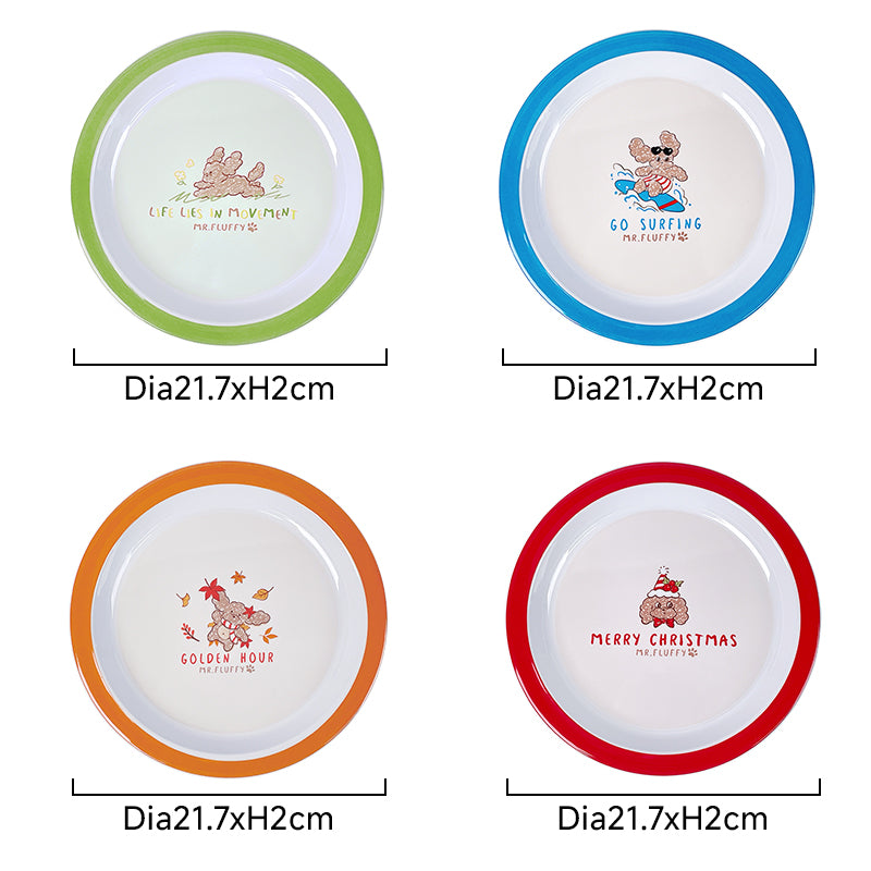Himake Mr.fluffy Cartoon Pattern Design Melamine Kids Plate Kids Dinnerware Custom Melamine Dinner Plates