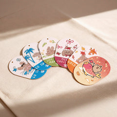 Himake Compressed Wood Pulp Cute Cartoon Mr.fluffy Cleaning Dishwashing Sponge for Kitchen Reusable Sponges Quick Drying for Kitchens