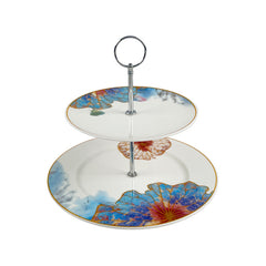 Melamine Plate Metal 2 Tier Cake Stand Set Dessert Display Decor Serving Platter for Party Wedding Birthday