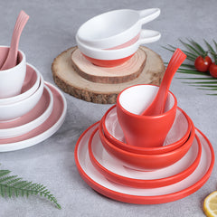 Pure color four sets of melamine tableware, simple style