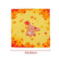Himake Cute Mr. Fluffy Teddy Dog Autumn Leaf Magic Wrapper Cloth - 35x35cm Reversible Polyester Protective Wrapper for Electronics, Tableware & Gift Wrapping