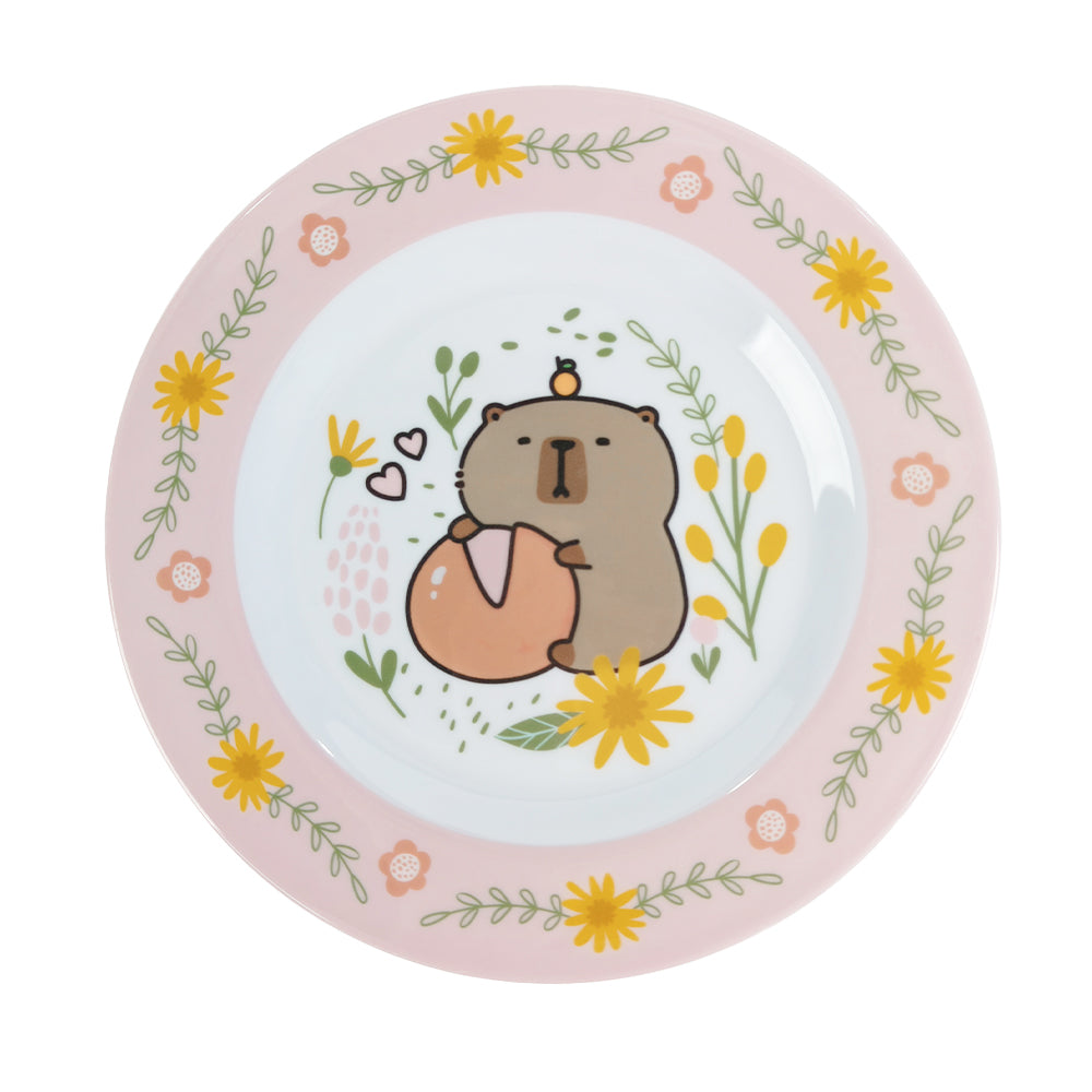 Wholesale BPA Free Kids Melamine Deep Plate - Cartoon Bear Floral Pattern Dinnerware for Children's Mealtime Tableware