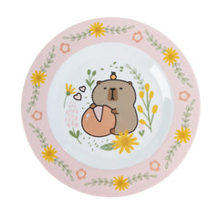 Wholesale BPA Free Kids Melamine Deep Plate - Cartoon Bear Floral Pattern Dinnerware for Children's Mealtime Tableware