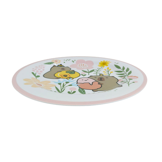 Cartoon Kapibara Themed Cutlery Set Cute Capybara Party Melamine Plate Decor for Valentine's Day Celebration