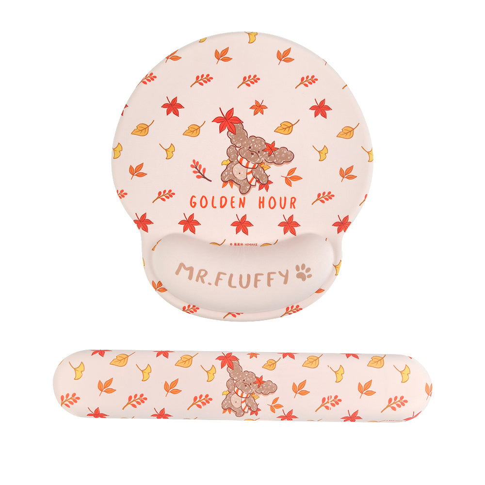 Himake Mr. Fluffy Teddy Dog Ergonomic Wrist Rest Mouse Pad - Cute Themed Printed Silicone Wrist Pillow Non-Slip Mousepad for Office & Gaming