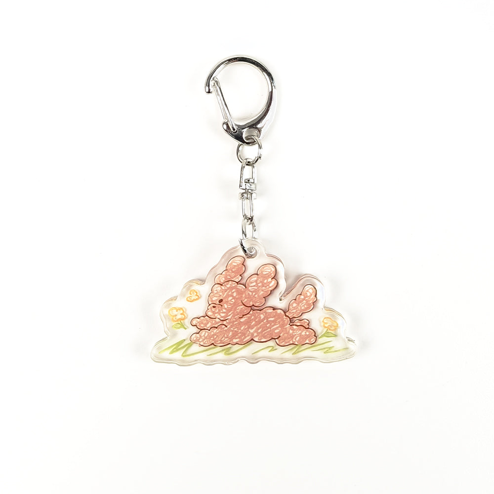 Cute Mr. Fluffy Teddy Dog Acrylic Keychains - Customizable UV Printed Seasonal Themed Charms with Metal Clasps, Display Box Packaging for Backpack & Gifts