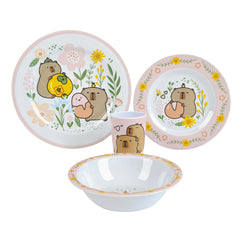 Cartoon Kapibara Themed Cutlery Set Cute Capybara Party Melamine Plate Decor for Valentine's Day Celebration