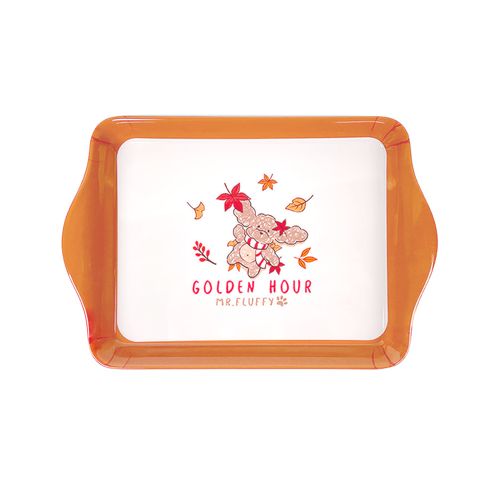 Customized Decal Print Plastic Rectangular Tray with Handles Mr. Fluffy Poodle Themed for Surfing Christmas Autumn, Multi-Color Serving Tray for Home Dining & Party
