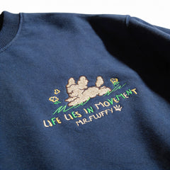 Mr. Fluffy Cartoon Embroidery Oversized Crew Neck Sweatshirt | Heavyweight Cotton Fleece, Winter Pullover, Unisex Casual Jumper with Custom Labels