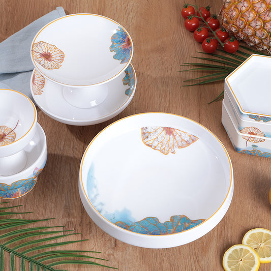 Lotus leaf porcelain design melamine tableware, there is a nice name called "autumn lotus"