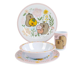 Cartoon Kapibara Themed Cutlery Set Cute Capybara Party Melamine Plate Decor for Valentine's Day Celebration