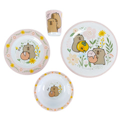 Wholesale BPA Free Kids Melamine Deep Plate - Cartoon Bear Floral Pattern Dinnerware for Children's Mealtime Tableware