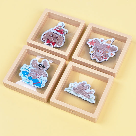 Custom Cute Mr. Fluffy 3D PVC Fridge Magnets - Reusable Seasonal Themed Cartoon Teddy Dog Refrigerator Magnets for Kids & Home Decor