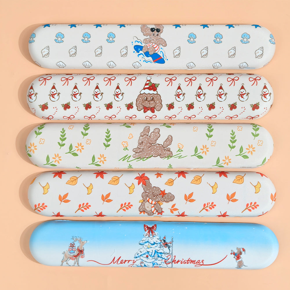 Himake Mr. Fluffy Teddy Dog Ergonomic Wrist Rest Mouse Pad - Cute Themed Printed Silicone Wrist Pillow Non-Slip Mousepad for Office & Gaming