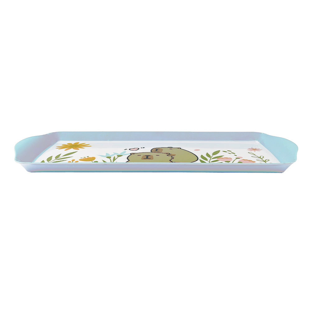 Cute Capybara Printed Melamine Handle Tray Wholesale Decorative Tray for Bread Sandwich Coffee Tea Pink Home Serving Tray