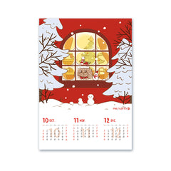 Custom Cute Cartoon Dog 4-Season Wall Calendar | Wholesale Full Color Print, Gold Foil, Spiral Binding | Cardboard Material